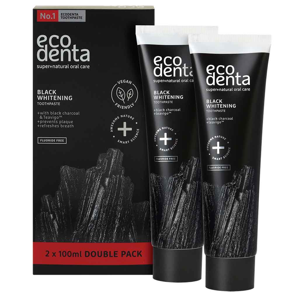 Outlet Ecodenta Black Whitening Hammastahna 2x100ml